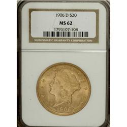 1906-D $20 MS62 NGC