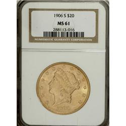 1906-S $20 MS61 NGC