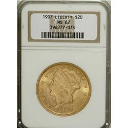 1907 $20 MS62 NGC