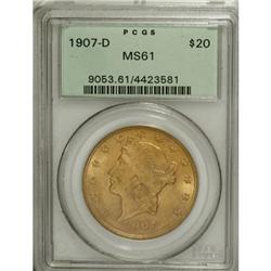 1907-D $20 MS61 PCGS