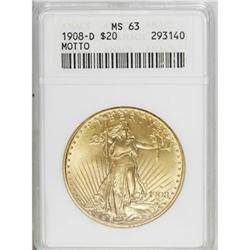 1908-D $20 Motto MS63 ANACS