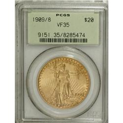 1909/8 $20 VF35 PCGS