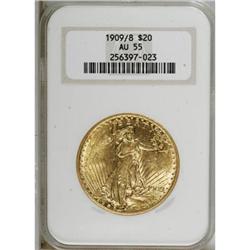 1909/8 $20 AU55 NGC