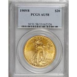 1909/8 $20 AU58 PCGS