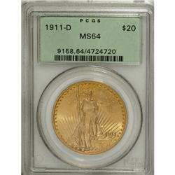 1911-D $20 MS64 PCGS