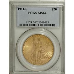 1911-S $20 MS64 PCGS