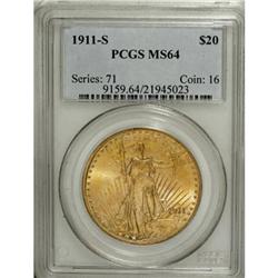 1911-S $20 MS64 PCGS