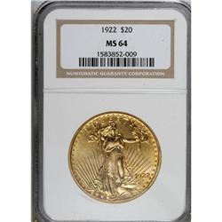 1922 $20 MS64 NGC