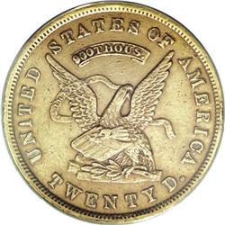 1853 $20 Assay Office Twenty Dollar, 900 Thous.