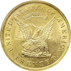 1853 $20 Assay Office Twenty Dollar, 900 Thous.