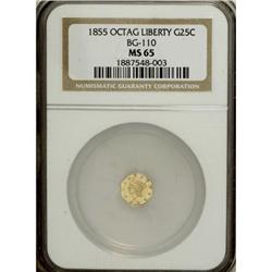 1855 25C Liberty Octagonal 25 Cents, BG-110,