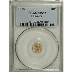 1855 50C Liberty Round 50 Cents, BG-405, R.5,