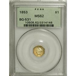 1853 Liberty Octagonal $1 BG-531 MS62 PCGS
