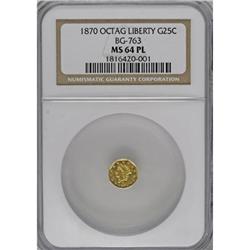 1870 25C BG-763 MS64 PL NGC
