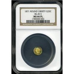 1871 25C Liberty Round 25 Cents, BG-813, R.3,