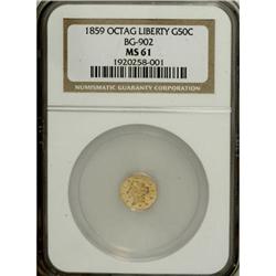1859 50C Liberty Octagonal 50 Cents, BG-902, Low