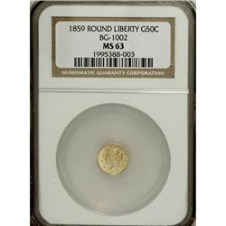 1859 50C Liberty Round 50 Cents, BG-1002, High