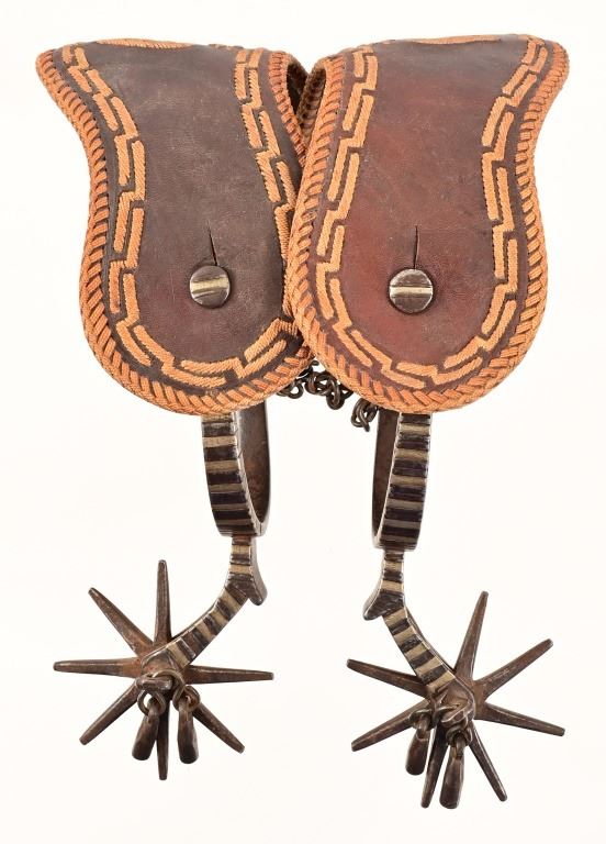 Showman Brown Steel Jingle Bob Spurs w/Engraved Silver Poker Hand De Showman Brown Steel Jingle Bob Spurs w/Engraved Silver Poker Hand De