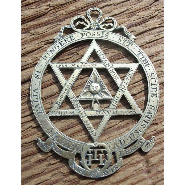 #2 - Antique MASONIC COLLAR JEWEL – Dated 1786 – Fully Hand Engraved – E.T. PERCY 5819