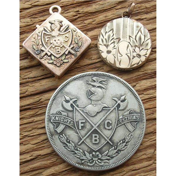 #7 - RARE – 1906 – FAIRHAVEN, (Wash.) - LODGE #56 KNIGHTS OF PYTHIAS Member Coin & Lockets
