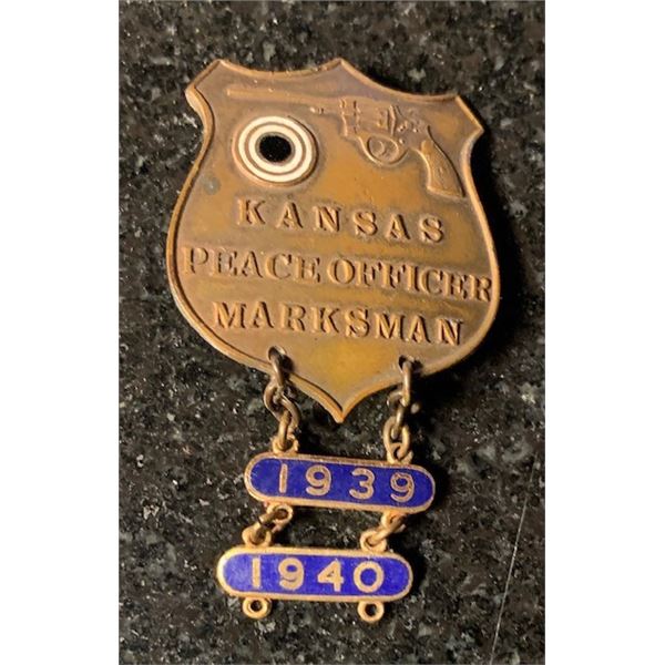 #10 - 1939/40 KANSAS PEACE OFFICER MARKSMAN – Enamel Award Shield