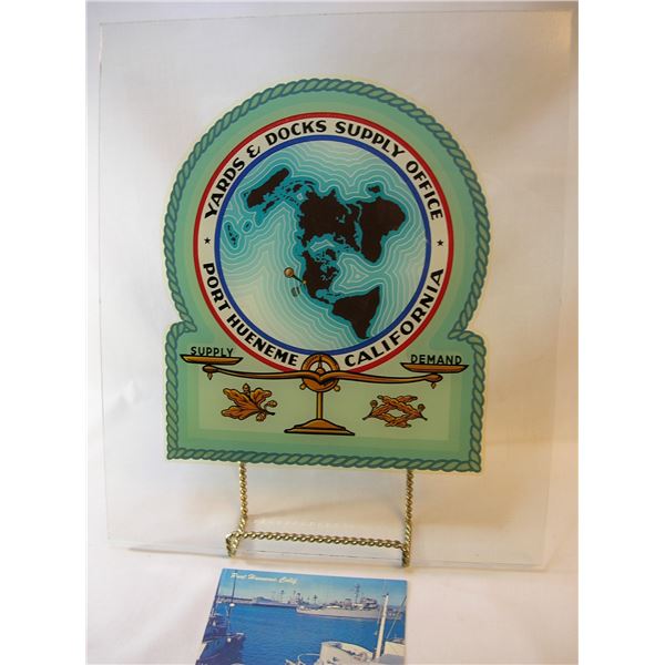 #13 - Rare WW2 Era Office Window Pane - YARDS & DOCKS SUPPLY OFFICE - PORT HUENEME CALIFORNIA