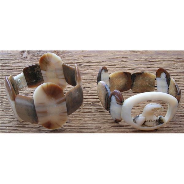 #20 - PAIR - Early 1900s Artifact Bracelets - HAND MADE by ANCHORAGE ALASKA ESKIMOS