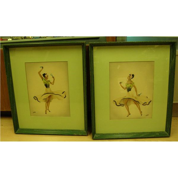 #21 - ORIGINAL  - Eric Gill Airbrush of HAWAIIAN DANCING GIRLS – PARMELEE S.F. CAL. Frames