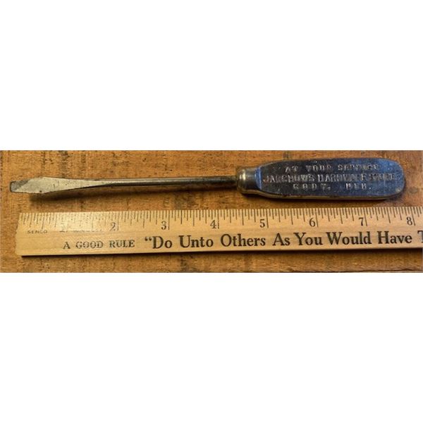 #23 - Antique Souvenir Advertising Screwdriver – JARCHOW’S HARDWARE STORE, CODY, NEB.