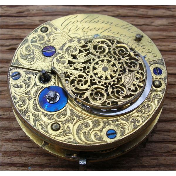 #27 - Antique NAPOLEONIC - Verge CHAIN FUSEE GOLDSMITHS of LIVERPOOL Movement