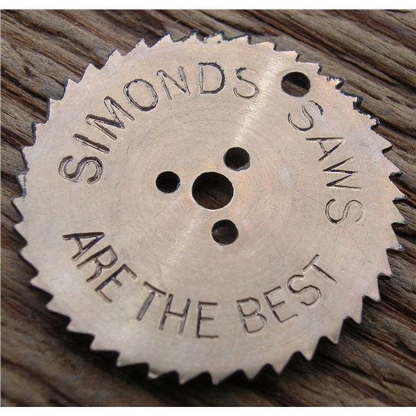 #30 - Antique Gold Plated – Advertising Circular Saw Blade – SIMONDS SAWS ARE THE BEST