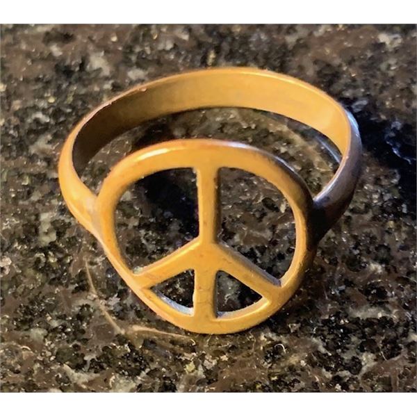 #48 - 1960s-70s Period Brass PEACE SYMBOL RING