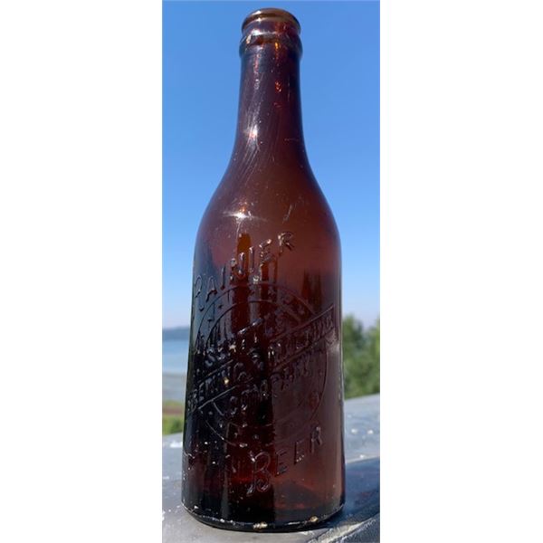 #63-1 – Hand Blown Pre Prohibition RAINIER ½ Pint Crown Beer Bottle