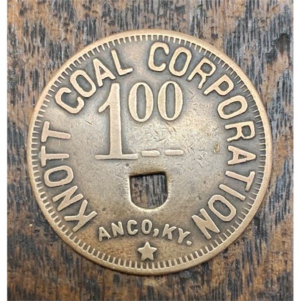 #80 Old Coal Company Mining Town Trade Token  KNOTT COAL CORP. ANCO, KENTUCKY