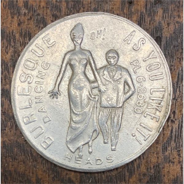 #83 – COLONY CLUB  (Burlesque) – Naughty FLIPPER Heads/Tails Lucky Coin – Risque – LARGE 40mm