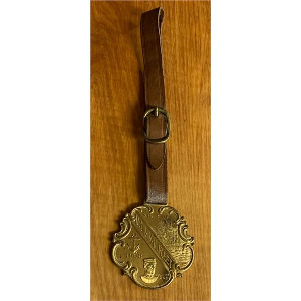 #87 - Antique 1908 Military related WATCH FOB - FIGHTING BOB & NAVAL FLEET VISIT