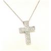 Image 1 : NEW 14k White Gold .65 ctw Pave Set Diamond Box Milgrain Cross Pendant w/ Chain
