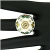 Image 3 : Antique 14K Yellow Gold Diamond White Blue Green Yellow Enamel Dome Floral Ring