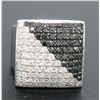 Image 2 : Large 18k White Gold 3.60 ctw Black & White Diamond Square Cushion Ladies Ring