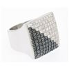 Image 3 : Large 18k White Gold 3.60 ctw Black & White Diamond Square Cushion Ladies Ring