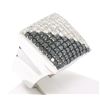 Image 5 : Large 18k White Gold 3.60 ctw Black & White Diamond Square Cushion Ladies Ring