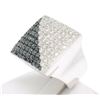Image 6 : Large 18k White Gold 3.60 ctw Black & White Diamond Square Cushion Ladies Ring