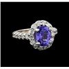 Image 1 : 3.48 ctw Tanzanite and Diamond Ring - 14KT White Gold