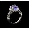 Image 4 : 3.48 ctw Tanzanite and Diamond Ring - 14KT White Gold