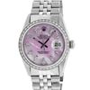 Image 1 : Rolex Mens Stainless Steel Pink MOP Baguette Diamond 36MM Datejust Wristwatch