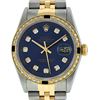 Image 3 : Rolex Mens 2 Tone Blue Diamond & Sapphire Oyster Perpetual Datejust Wriswatch 36