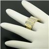 Image 7 : Italian 14K Solid Yellow Gold .35 ctw G VS Diamond Vertical Grooved Wide Band Ri