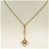 Image 2 : 14k Gold Cushion Mine Cut Diamond Lavalier Pendant