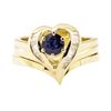 Image 2 : 0.92 ctw Blue Sapphire And Diamond Ring And Band - 14KT Yellow Gold
