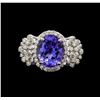 Image 2 : 14KT White Gold 4.31 ctw Tanzanite and Diamond Ring